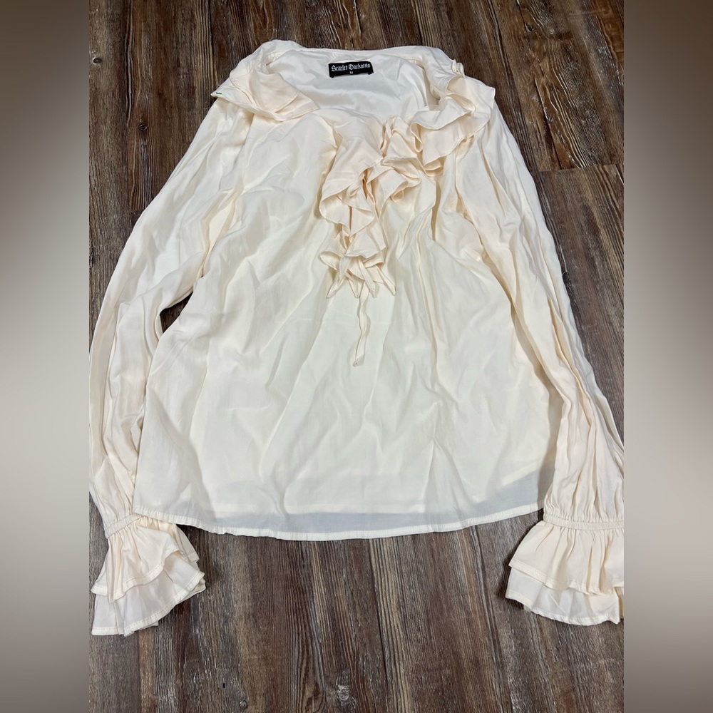 Scarlet Darkness cream ruffle blouse with tie detail